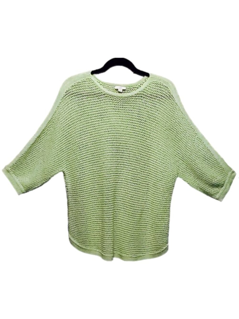 J. Jill Open Knit Mesh Lime Green Layering Sweater Top Sz Large